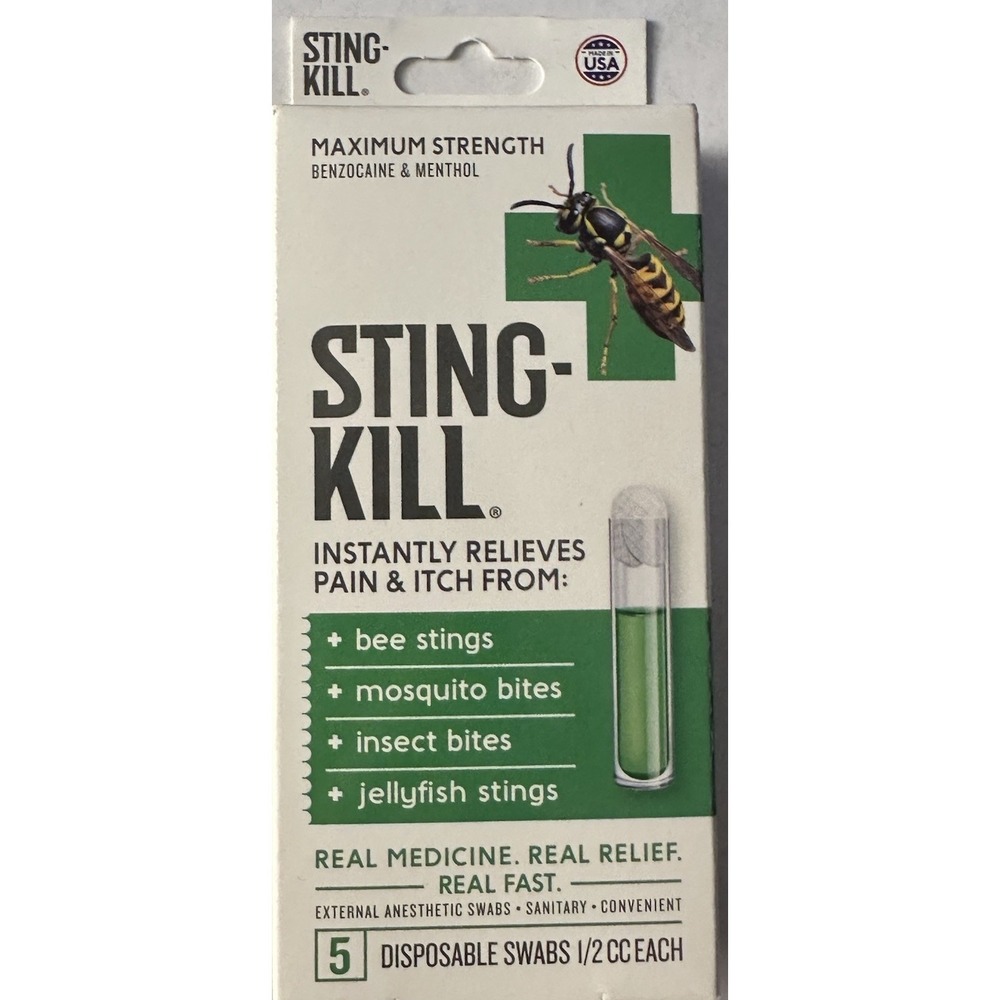 Sting-Kill Swabs 5 ct from bee stings, mosquito bites, and jellyfish stings